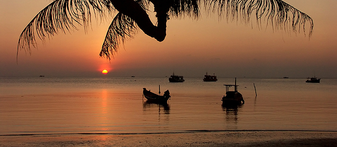 An image of a beach at night in Koh Samui